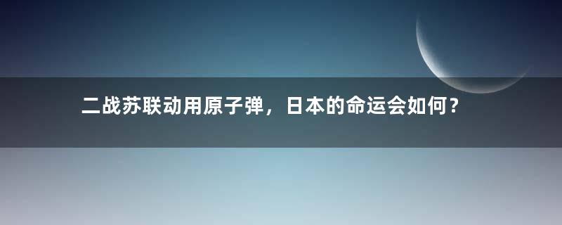 二战苏联动用原子弹，日本的命运会如何？