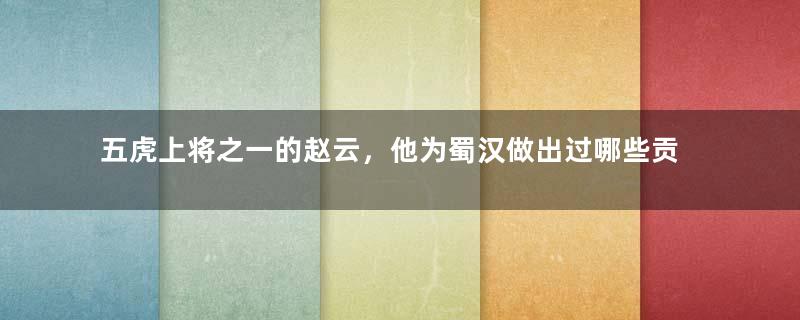 五虎上将之一的赵云，他为蜀汉做出过哪些贡献？