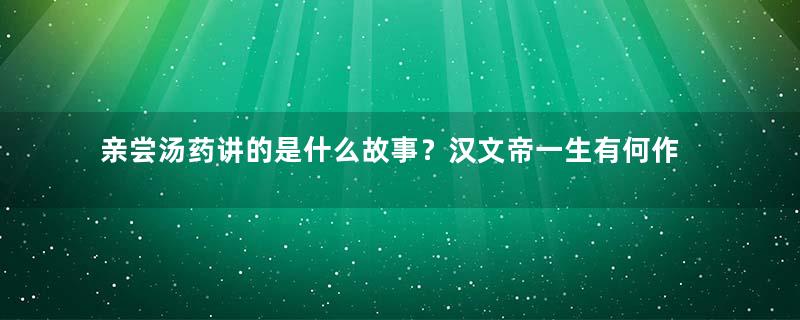 亲尝汤药讲的是什么故事？汉文帝一生有何作为？