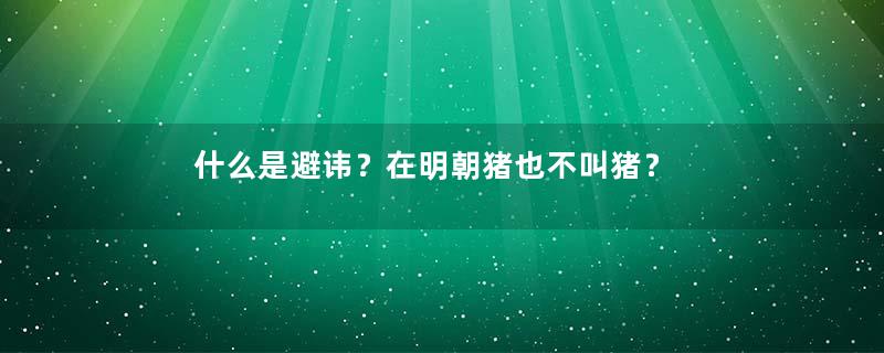 什么是避讳？在明朝猪也不叫猪？