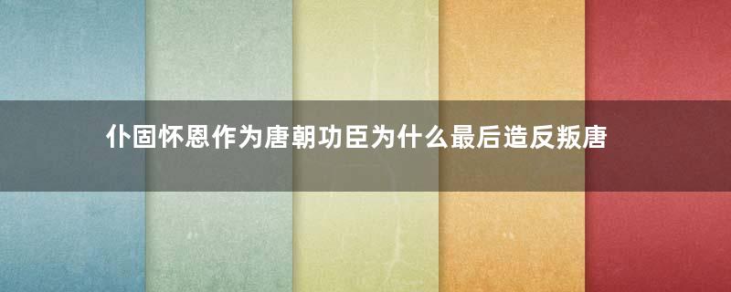 仆固怀恩作为唐朝功臣为什么最后造反叛唐