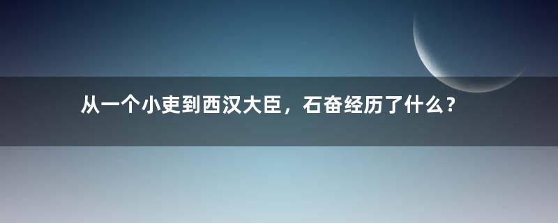 从一个小吏到西汉大臣，石奋经历了什么？