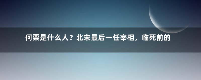 何栗是什么人？北宋最后一任宰相，临死前的话令人泪目