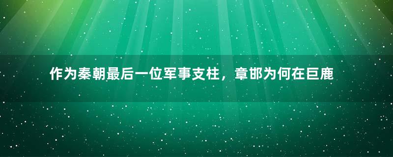 作为秦朝最后一位军事支柱，章邯为何在巨鹿之战中消极避战？