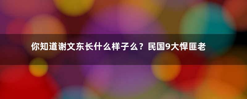 你知道谢文东长什么样子么？民国9大悍匪老照片