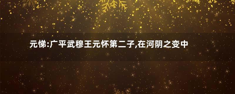元悌:广平武穆王元怀第二子,在河阴之变中遇害