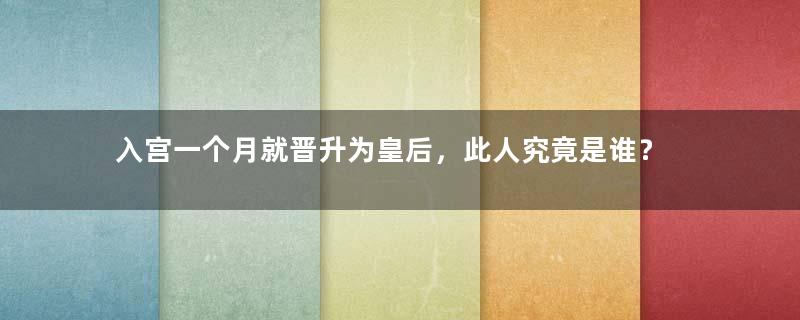 入宫一个月就晋升为皇后，此人究竟是谁？