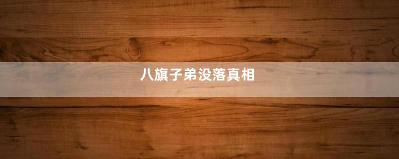 八旗子弟没落真相