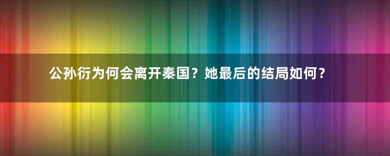 公孙衍为何会离开秦国？她最后的结局如何？