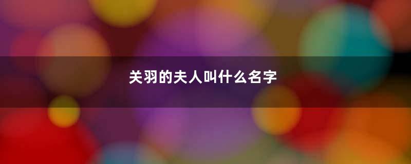 关羽的夫人叫什么名字