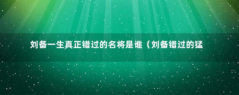 刘备一生真正错过的名将是谁（刘备错过的猛将）