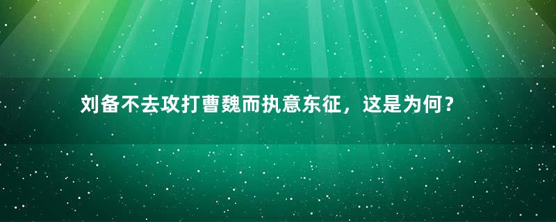 刘备不去攻打曹魏而执意东征，这是为何？