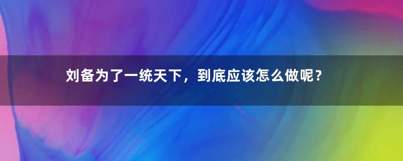 刘备为了一统天下，到底应该怎么做呢？