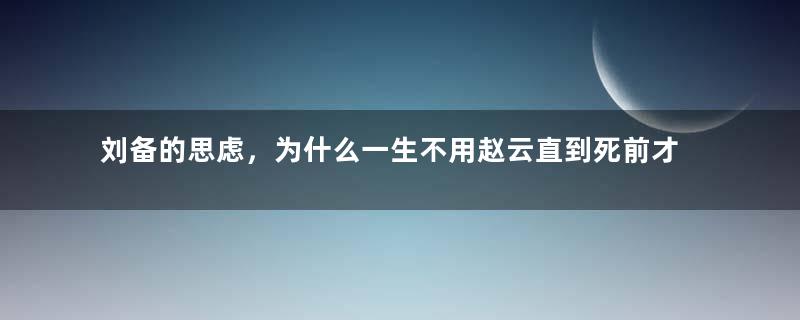 刘备的思虑，为什么一生不用赵云直到死前才懂