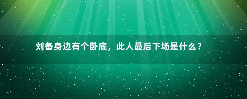 刘备身边有个卧底，此人最后下场是什么？