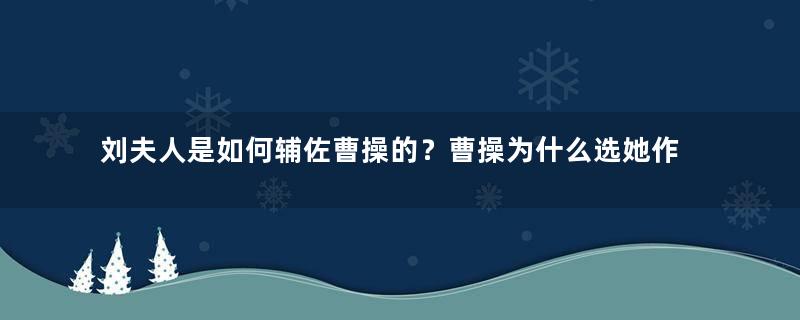 刘夫人是如何辅佐曹操的？曹操为什么选她作为皇后？