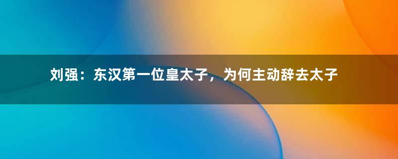 刘强：东汉第一位皇太子，为何主动辞去太子之位？