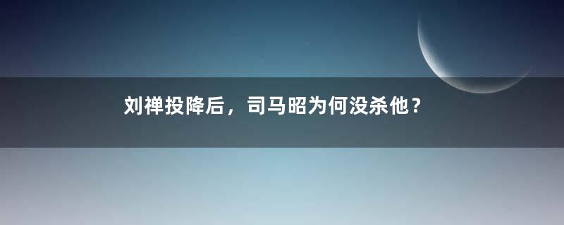 刘禅投降后，司马昭为何没杀他？