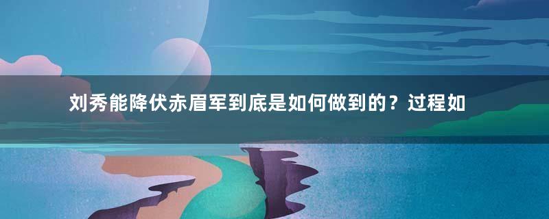 刘秀能降伏赤眉军到底是如何做到的？过程如何？