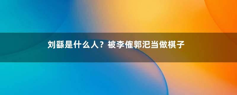 刘繇是什么人？被李傕郭汜当做棋子