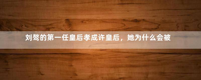 刘骜的第一任皇后孝成许皇后，她为什么会被赐死？