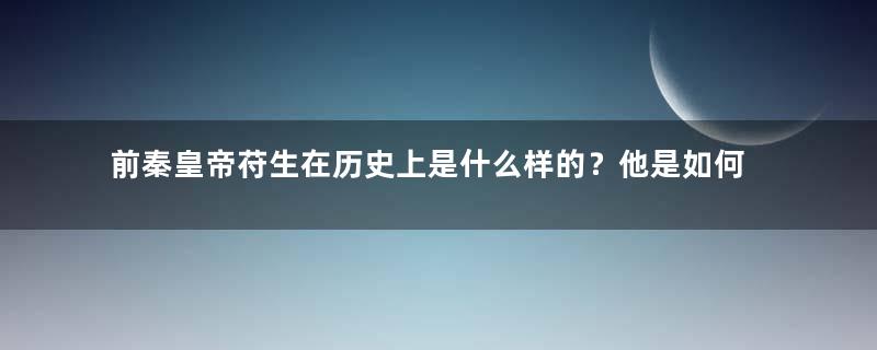 前秦皇帝苻生在历史上是什么样的？他是如何当上皇帝的？