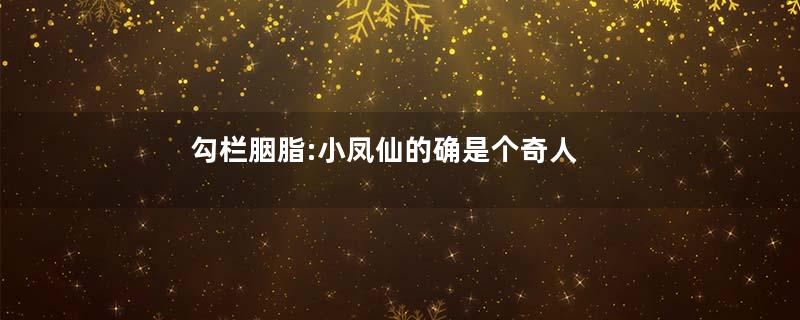 勾栏胭脂:小凤仙的确是个奇人