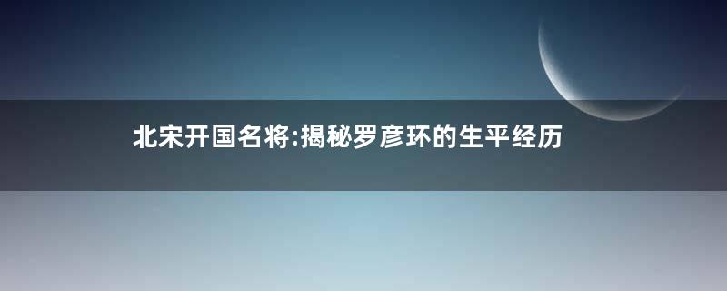 北宋开国名将:揭秘罗彦环的生平经历