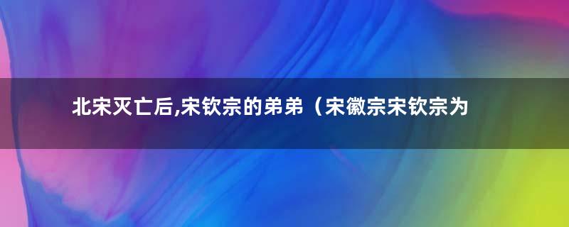 北宋灭亡后,宋钦宗的弟弟（宋徽宗宋钦宗为何不自尽）