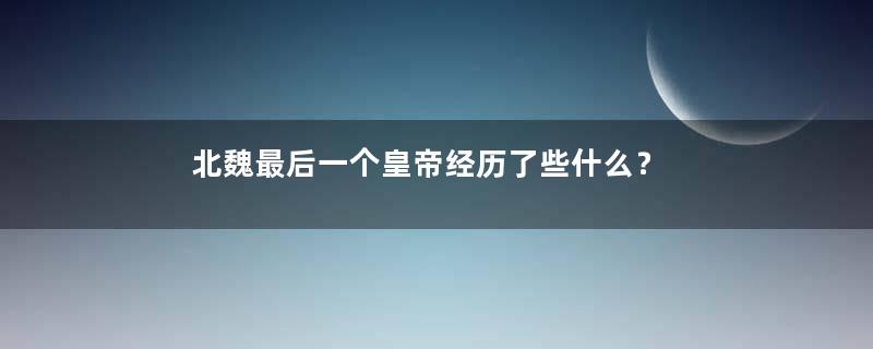 北魏最后一个皇帝经历了些什么？