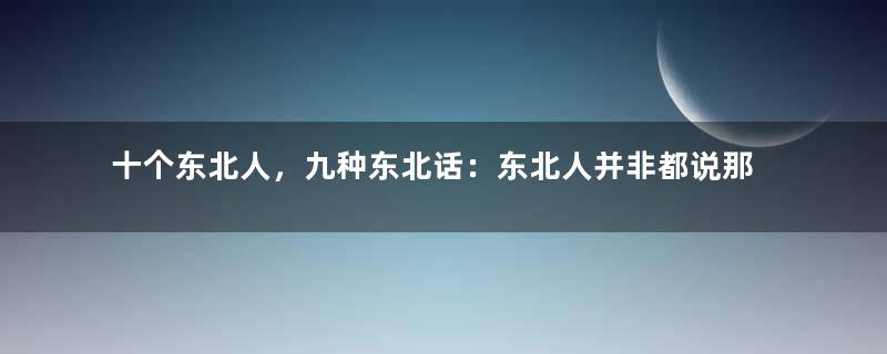 十个东北人，九种东北话：东北人并非都说那旮沓
