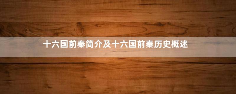 十六国前秦简介及十六国前秦历史概述
