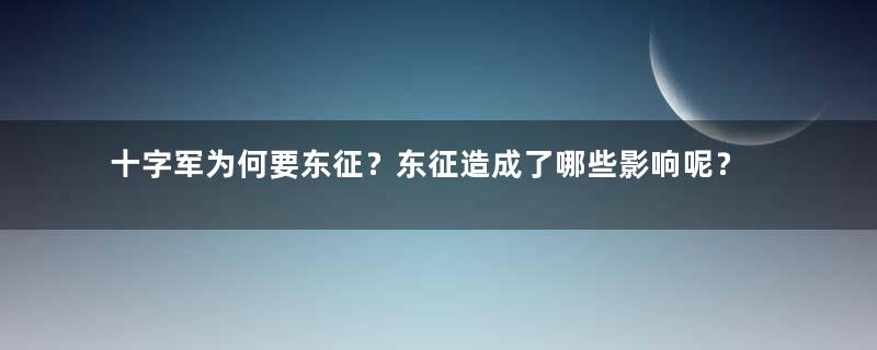 十字军为何要东征？东征造成了哪些影响呢？