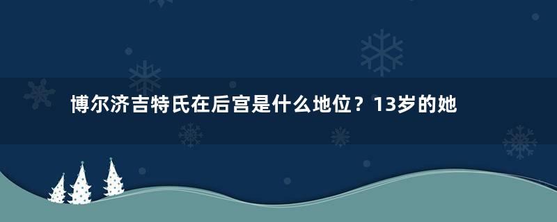 博尔济吉特氏在后宫是什么地位？13岁的她嫁给中年皇帝，恩宠不断