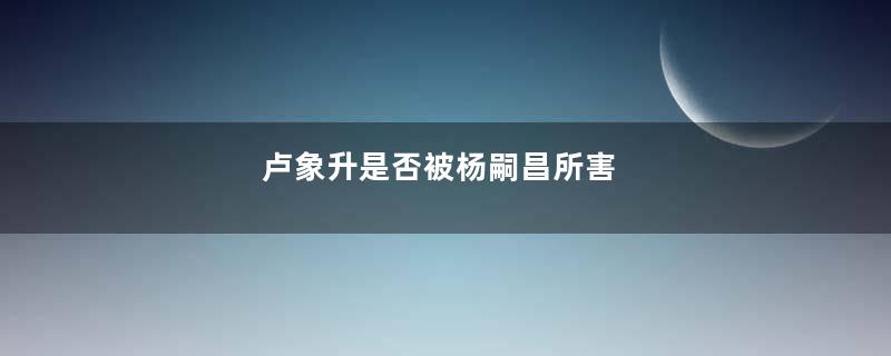 卢象升是否被杨嗣昌所害