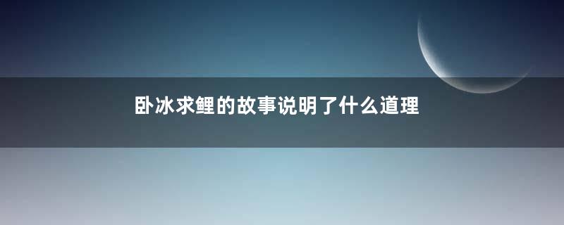 卧冰求鲤的故事说明了什么道理