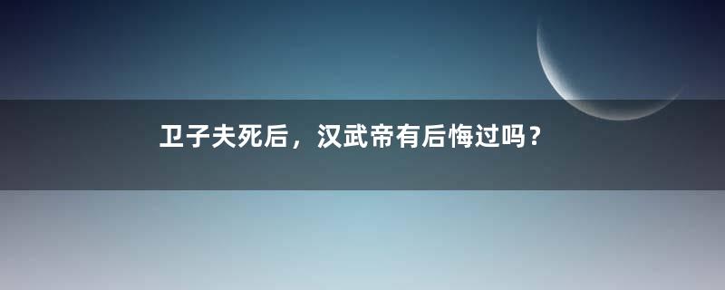 卫子夫死后，汉武帝有后悔过吗？