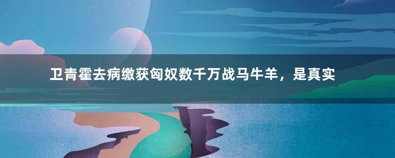 卫青霍去病缴获匈奴数千万战马牛羊，是真实存在的吗？