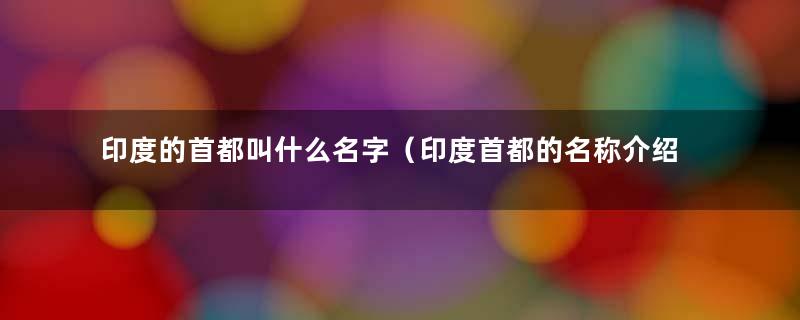 印度的首都叫什么名字（印度首都的名称介绍）
