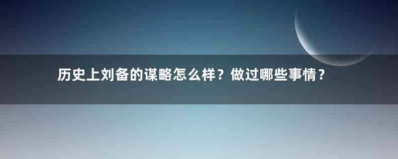 历史上刘备的谋略怎么样？做过哪些事情？