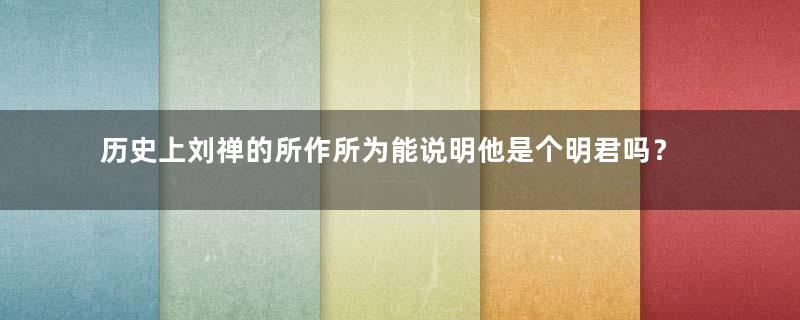 历史上刘禅的所作所为能说明他是个明君吗？