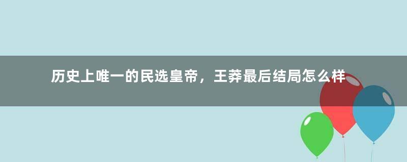 历史上唯一的民选皇帝，王莽最后结局怎么样？