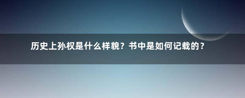 历史上孙权是什么样貌？书中是如何记载的？