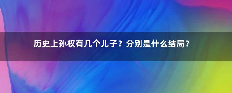 历史上孙权有几个儿子？分别是什么结局？