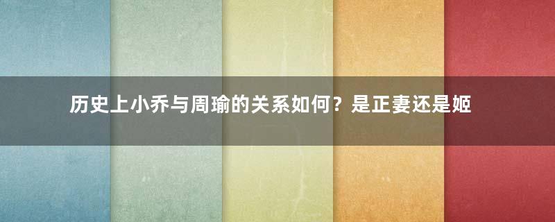历史上小乔与周瑜的关系如何？是正妻还是姬妾