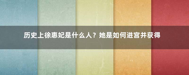 历史上徐惠妃是什么人？她是如何进宫并获得恩宠的？