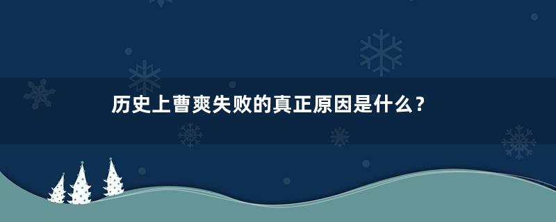 历史上曹爽失败的真正原因是什么？