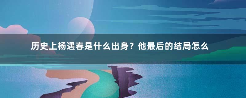 历史上杨遇春是什么出身？他最后的结局怎么样？