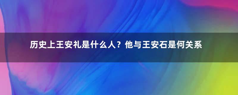 历史上王安礼是什么人？他与王安石是何关系？