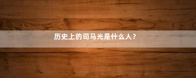 历史上的司马光是什么人？